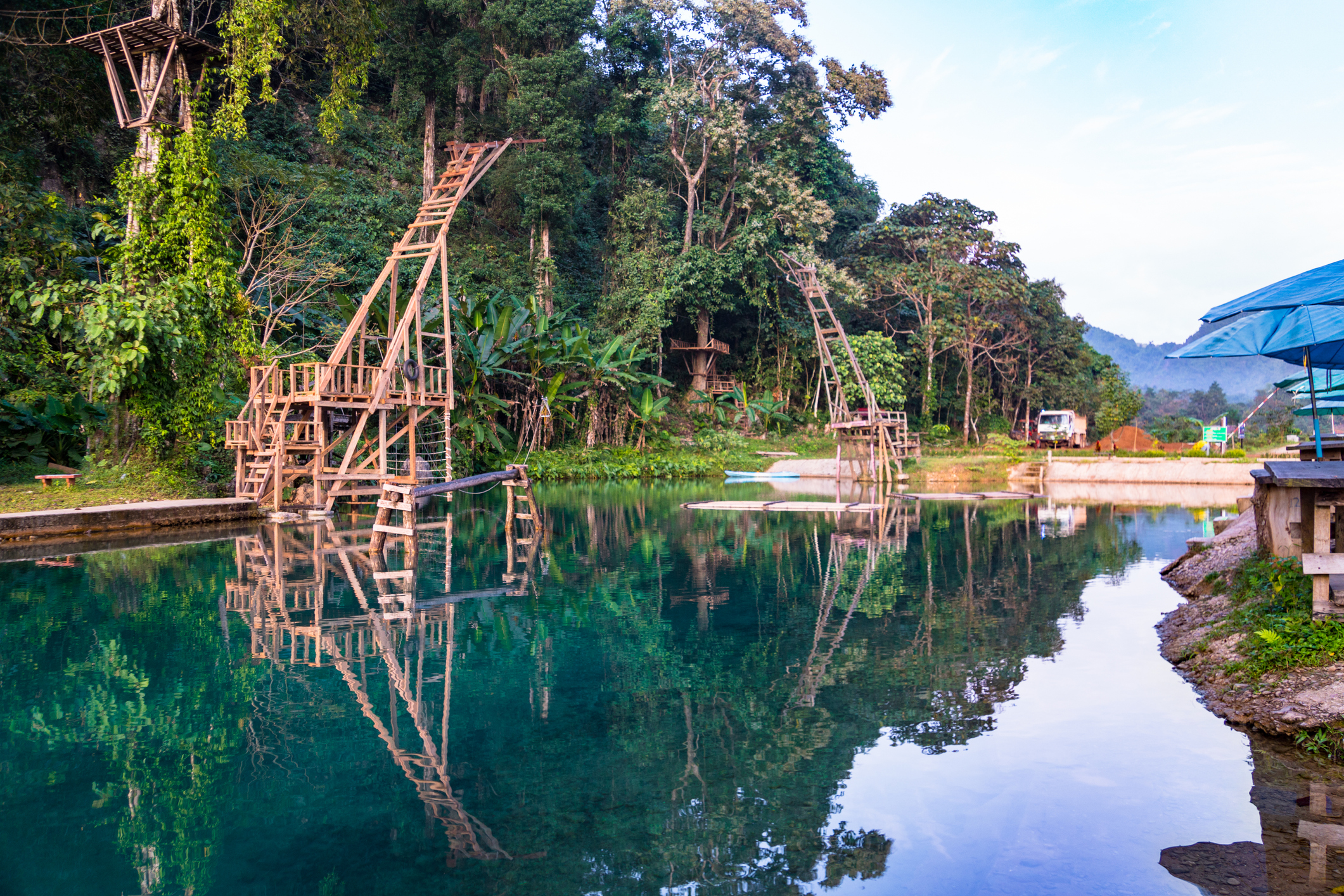 Vang Vieng och blue lagoon i Laos.