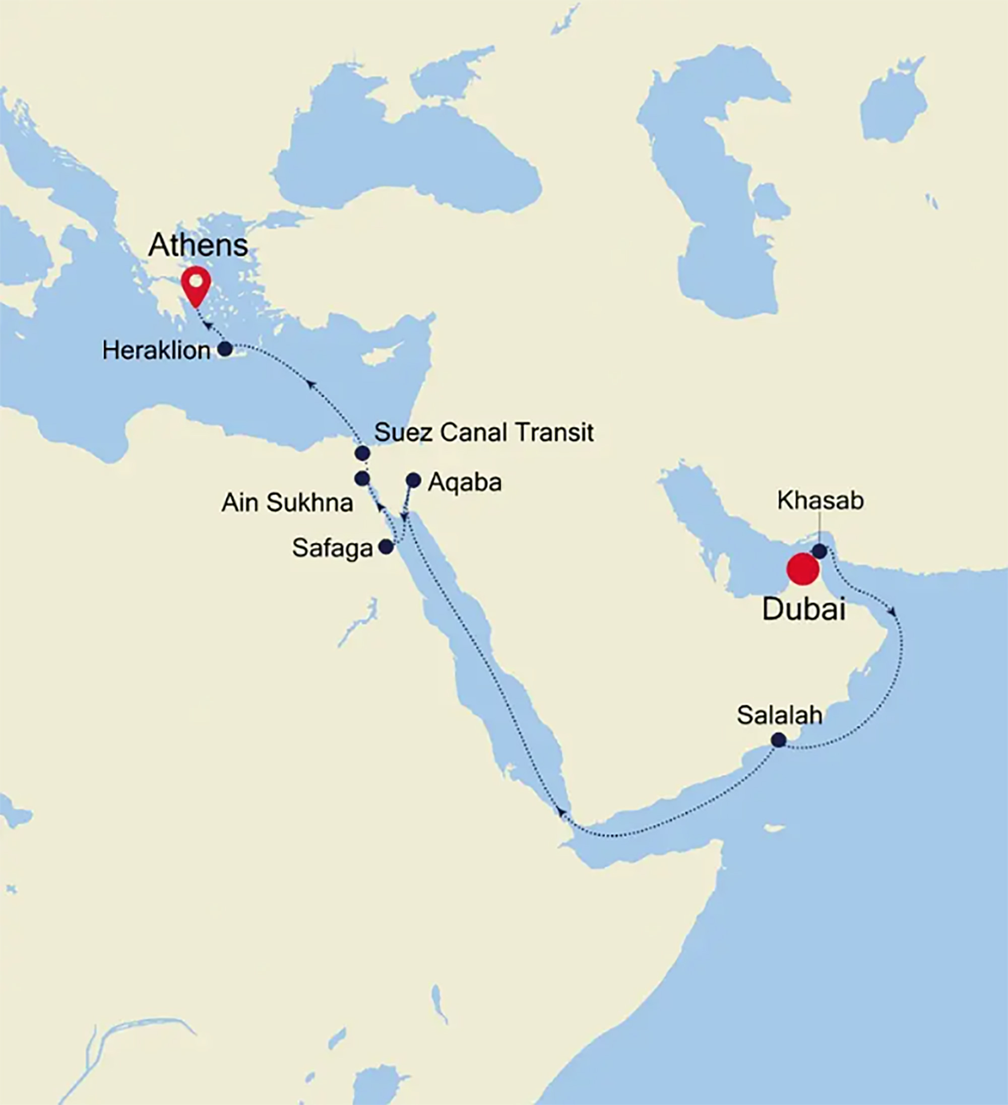 Silversea-kryssning Dubai-Aten.